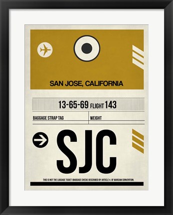 Framed SJC San Jose Luggage Tag I Print