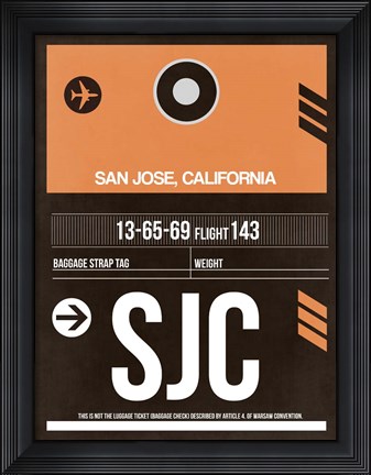 Framed SJC San Jose Luggage Tag II Print