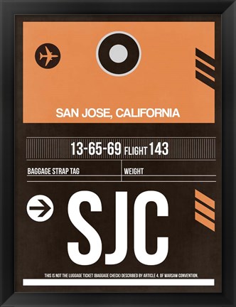 Framed SJC San Jose Luggage Tag II Print