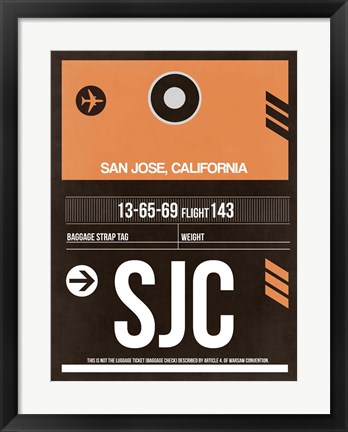 Framed SJC San Jose Luggage Tag II Print