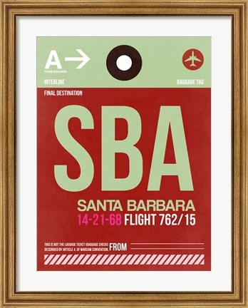 Framed SBA Santa Barbara Luggage Tag II Print