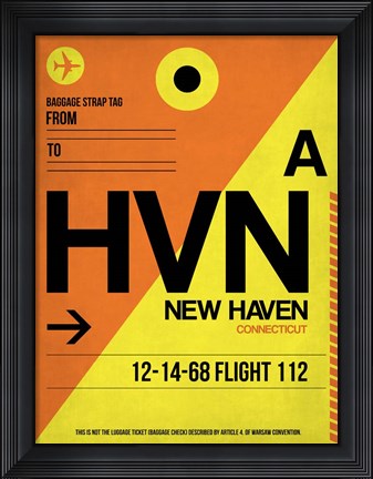 Framed HVN New Haven Luggage Tag I Print