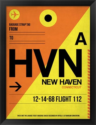 Framed HVN New Haven Luggage Tag I Print