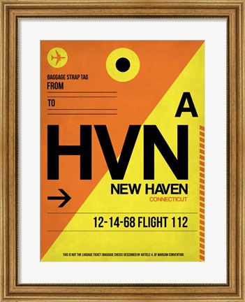 Framed HVN New Haven Luggage Tag I Print