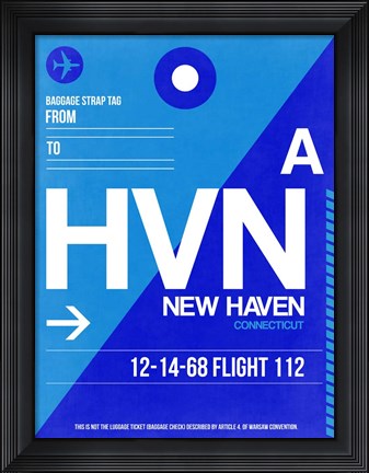 Framed HVN New Haven Luggage Tag II Print