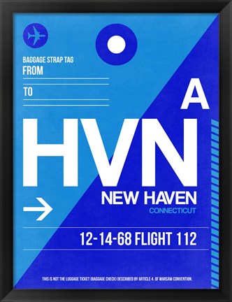 Framed HVN New Haven Luggage Tag II Print