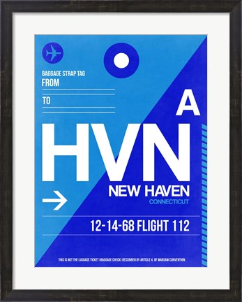 Framed HVN New Haven Luggage Tag II Print