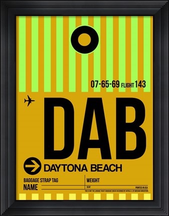 Framed DAB Daytona Beach Luggage Tag I Print