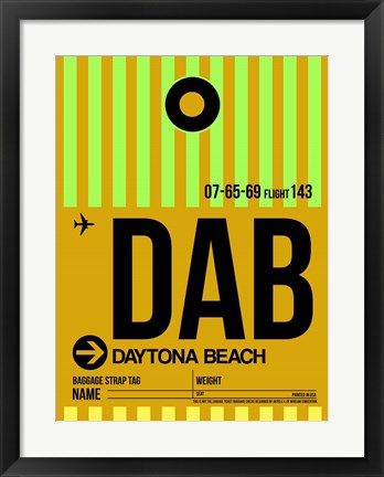 Framed DAB Daytona Beach Luggage Tag I Print