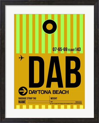 Framed DAB Daytona Beach Luggage Tag I Print