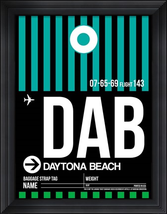 Framed DAB Daytona Beach Luggage Tag II Print