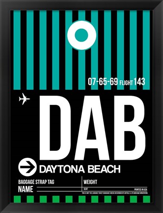 Framed DAB Daytona Beach Luggage Tag II Print