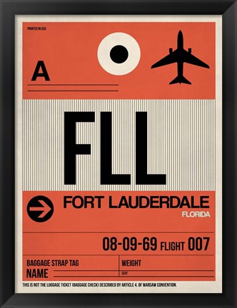 Framed FLL Fort Lauderdale Luggage Tag I Print