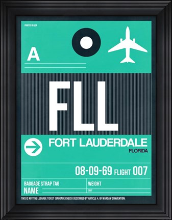 Framed FLL Fort Lauderdale Luggage Tag II Print