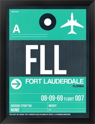 Framed FLL Fort Lauderdale Luggage Tag II Print