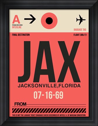 Framed JAX Jacksonville Luggage Tag I Print