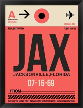 Framed JAX Jacksonville Luggage Tag I Print