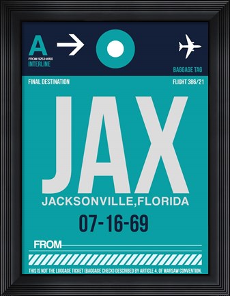 Framed JAX Jacksonville Luggage Tag II Print