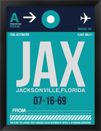 Framed JAX Jacksonville Luggage Tag II Print