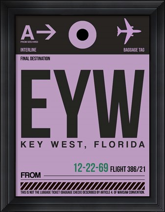 Framed EYW Key West Luggage Tag I Print