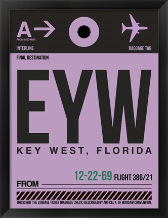 Framed EYW Key West Luggage Tag I Print