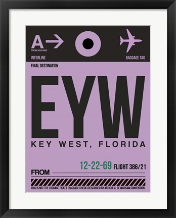 Framed EYW Key West Luggage Tag I Print