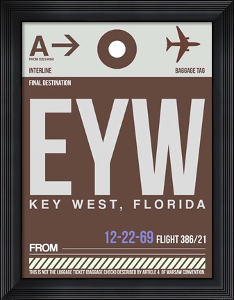 Framed EYW Key West Luggage Tag II Print