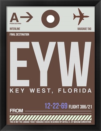 Framed EYW Key West Luggage Tag II Print