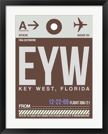 Framed EYW Key West Luggage Tag II Print