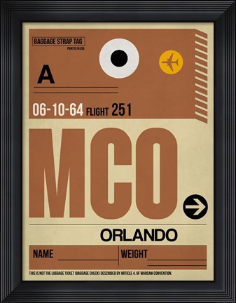 Framed MCO Orlando Luggage Tag I Print