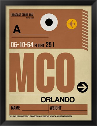 Framed MCO Orlando Luggage Tag I Print