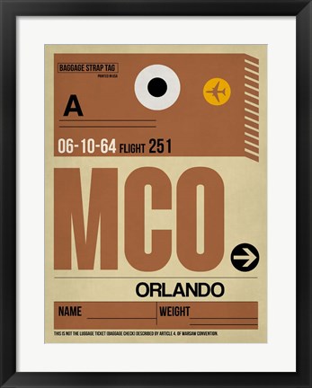 Framed MCO Orlando Luggage Tag I Print