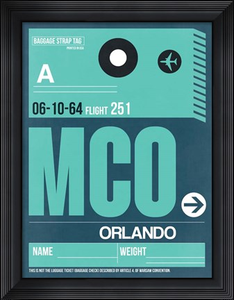 Framed MCO Orlando Luggage Tag II Print
