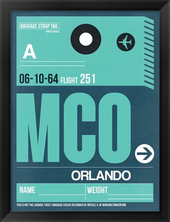 Framed MCO Orlando Luggage Tag II Print