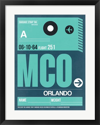 Framed MCO Orlando Luggage Tag II Print