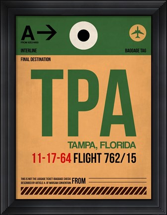 Framed TPA Tampa Luggage Tag I Print