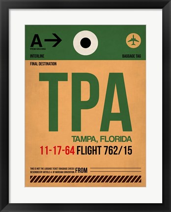 Framed TPA Tampa Luggage Tag I Print