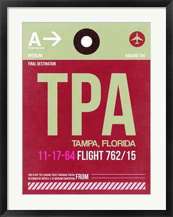 Framed TPA Tampa Luggage Tag II Print
