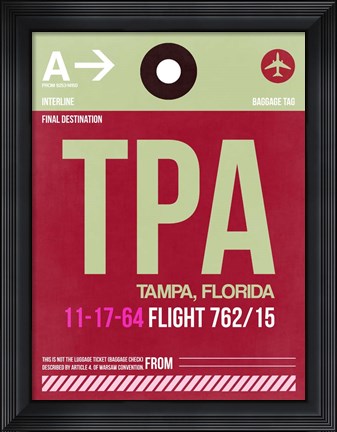 Framed TPA Tampa Luggage Tag II Print