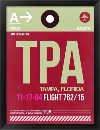 Framed TPA Tampa Luggage Tag II Print