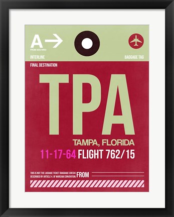 Framed TPA Tampa Luggage Tag II Print