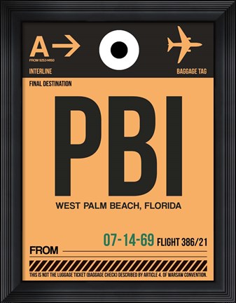 Framed PBI West Palm Beach Luggage Tag I Print