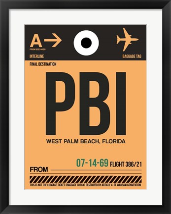 Framed PBI West Palm Beach Luggage Tag I Print