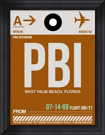 Framed PBI West Palm Beach Luggage Tag II Print