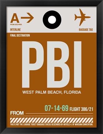 Framed PBI West Palm Beach Luggage Tag II Print