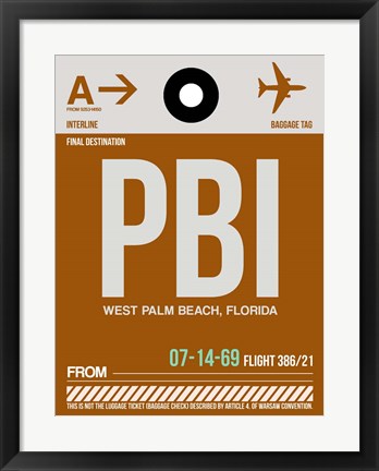 Framed PBI West Palm Beach Luggage Tag II Print