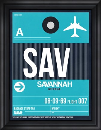 Framed SAV Savannah Luggage Tag II Print