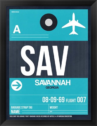 Framed SAV Savannah Luggage Tag II Print