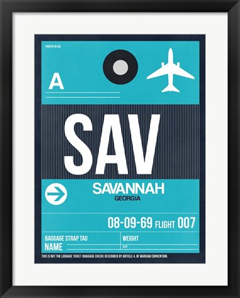 Framed SAV Savannah Luggage Tag II Print