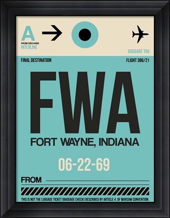 Framed FWA Fort Wayne Luggage Tag I Print